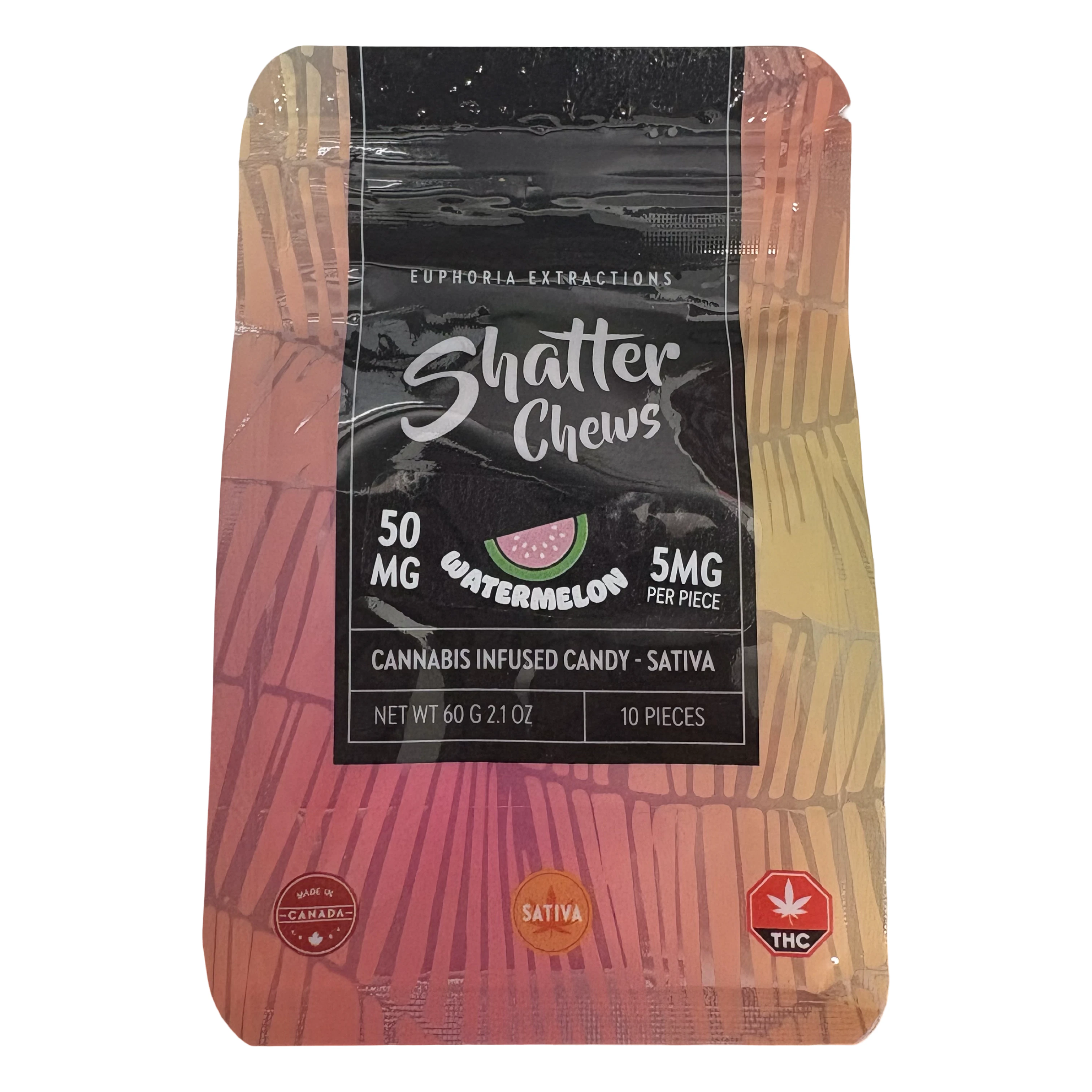 Euphoria Extracts - Watermelon Shatter Chews -Sativa - 50mg - Euphoria Exctracts Main Image