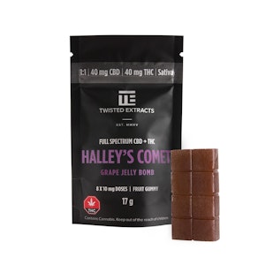Twisted Extracts - Twisted Extracts Jelly-Bombs - (1:1) FSE sativa Grape 80mg (Halley's Comet)