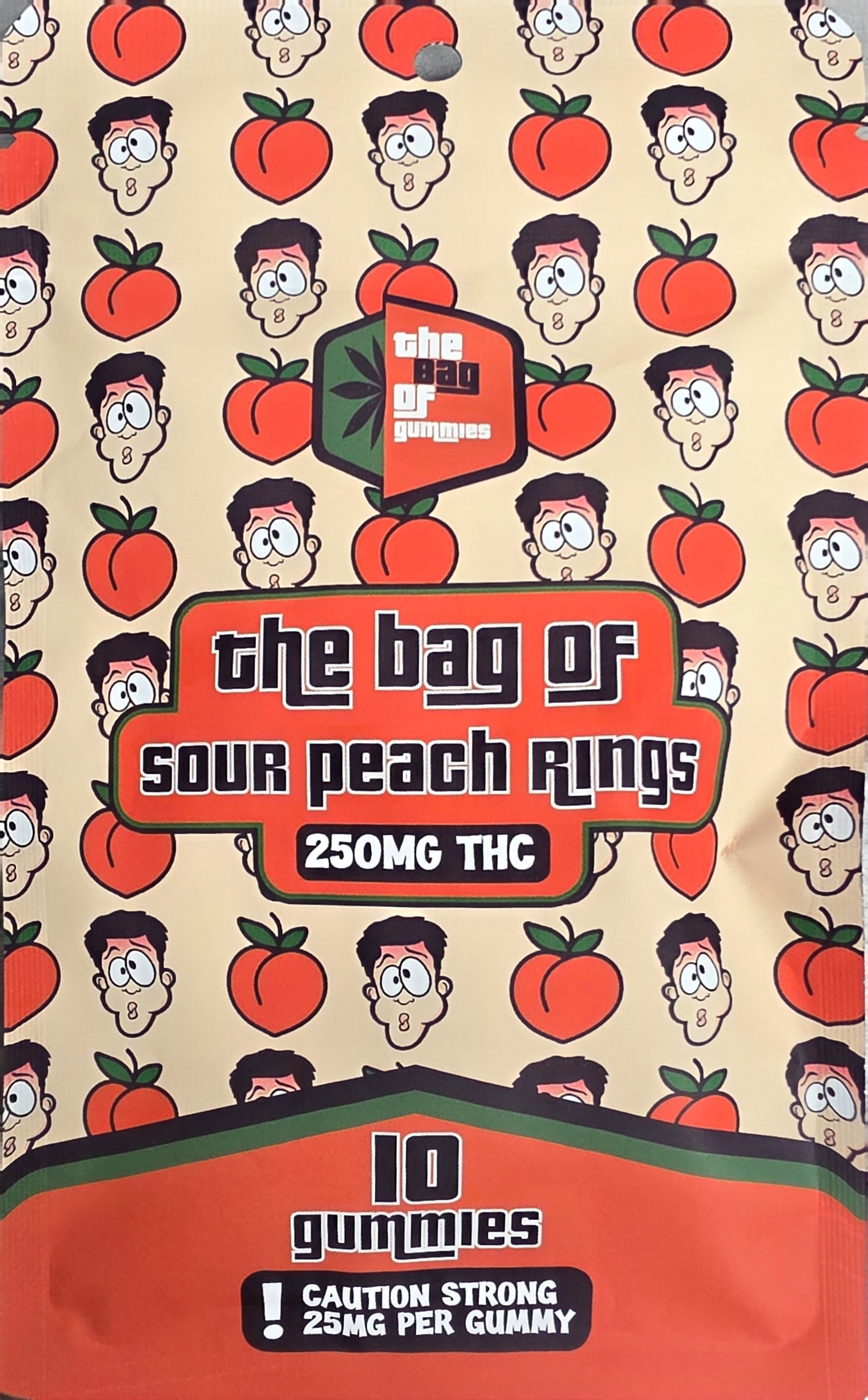 The Bag of Sour Peach Rings 250mg (10x25mg) - London Donovan Gummies