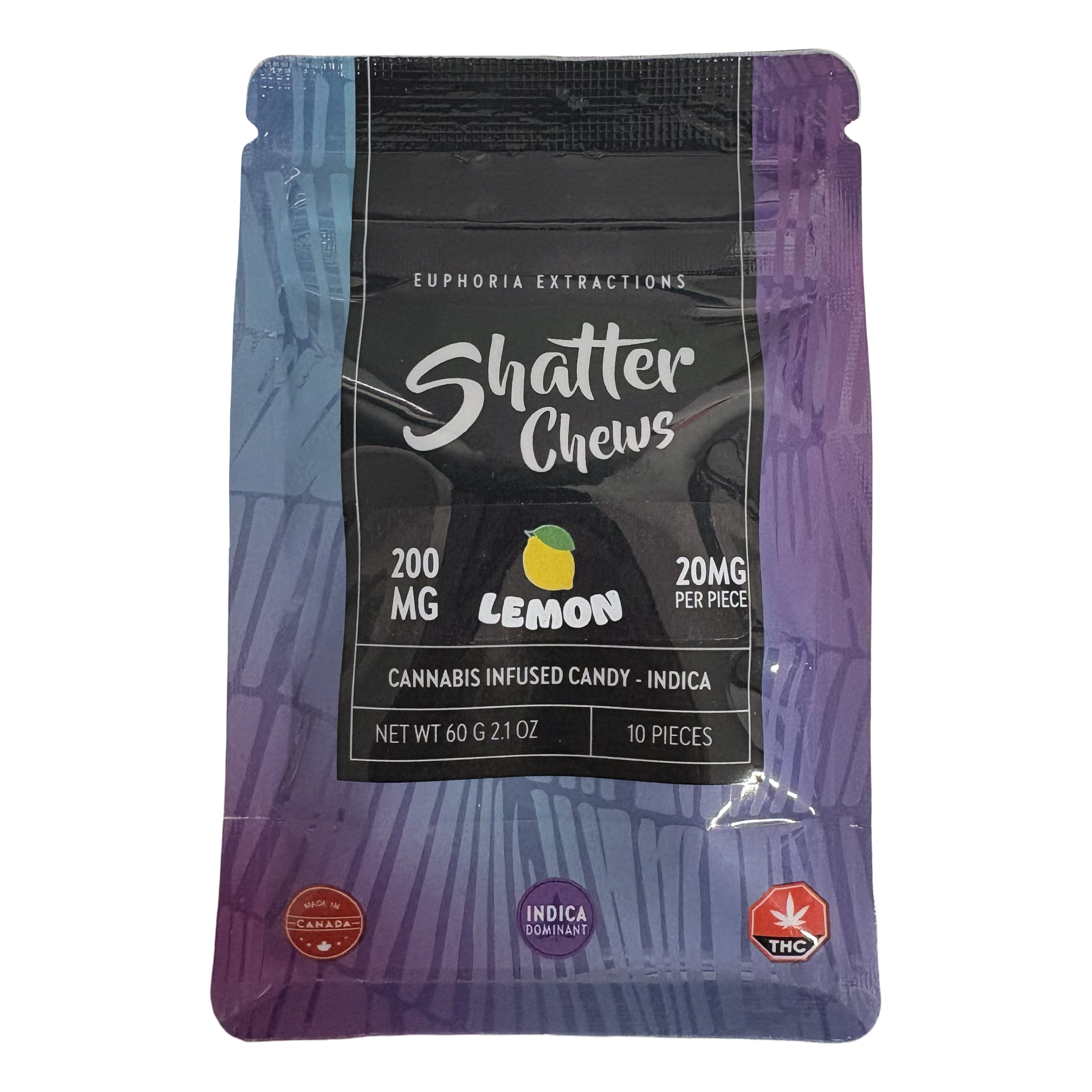 Lemon Shatter Chews - Indica - 200mg - Euphoria Exctracts