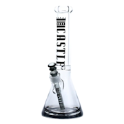 14'' 9mm Grey Logo Bong - Castle Glass
