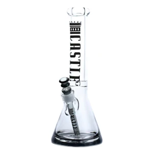 Castle Glass - 14'' 9mm Grey Logo Bong - Castle Glass