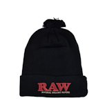 PomPom Beanie Hat - Black - Raw