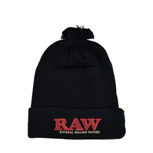 RAW - PomPom Beanie Hat - Black - Raw