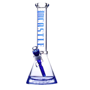 14'' 9mm Blue Logo Bong - Castle Glass