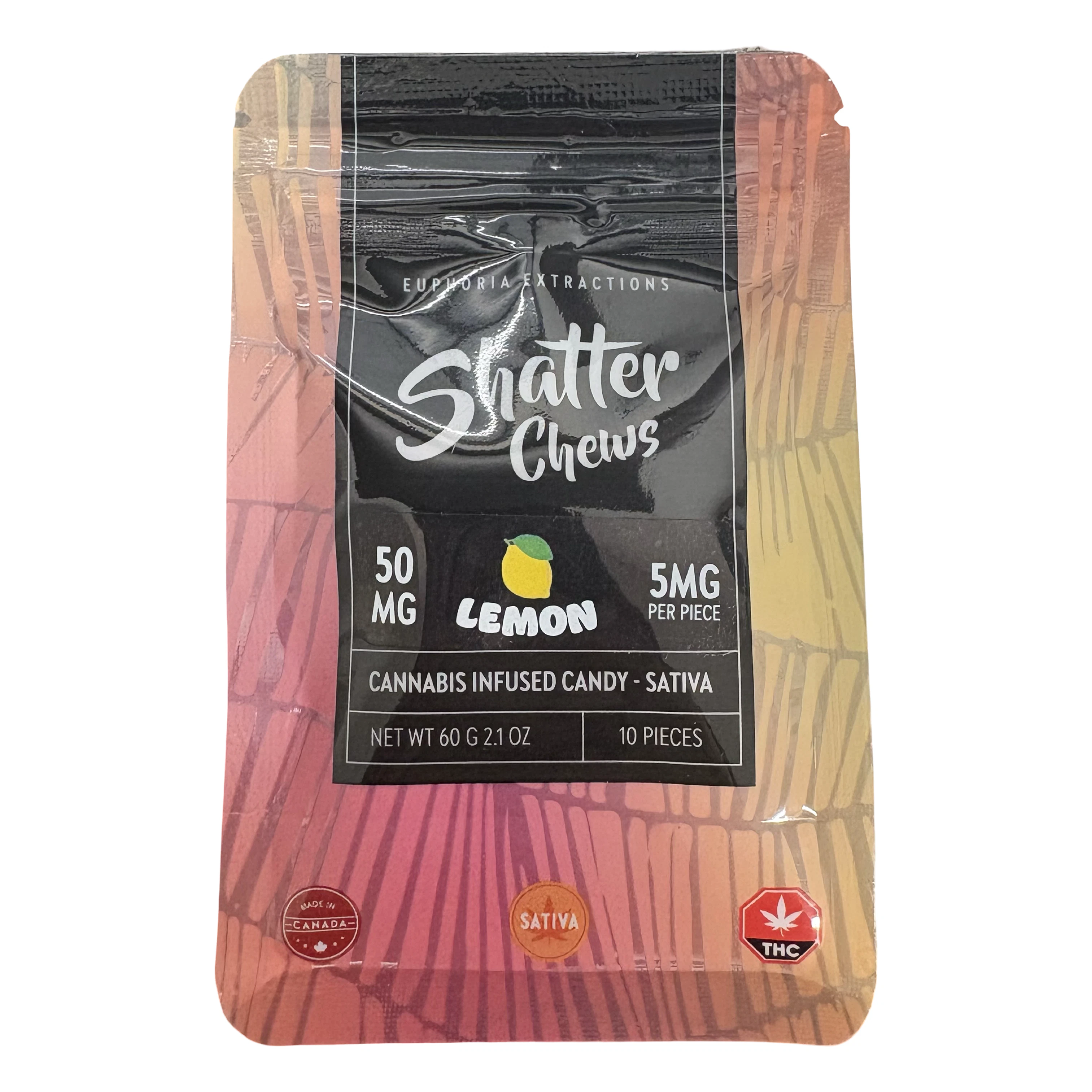 Euphoria Extracts - Lemon Shatter Chews -Sativa - 50mg - Euphoria Exctracts Main Image