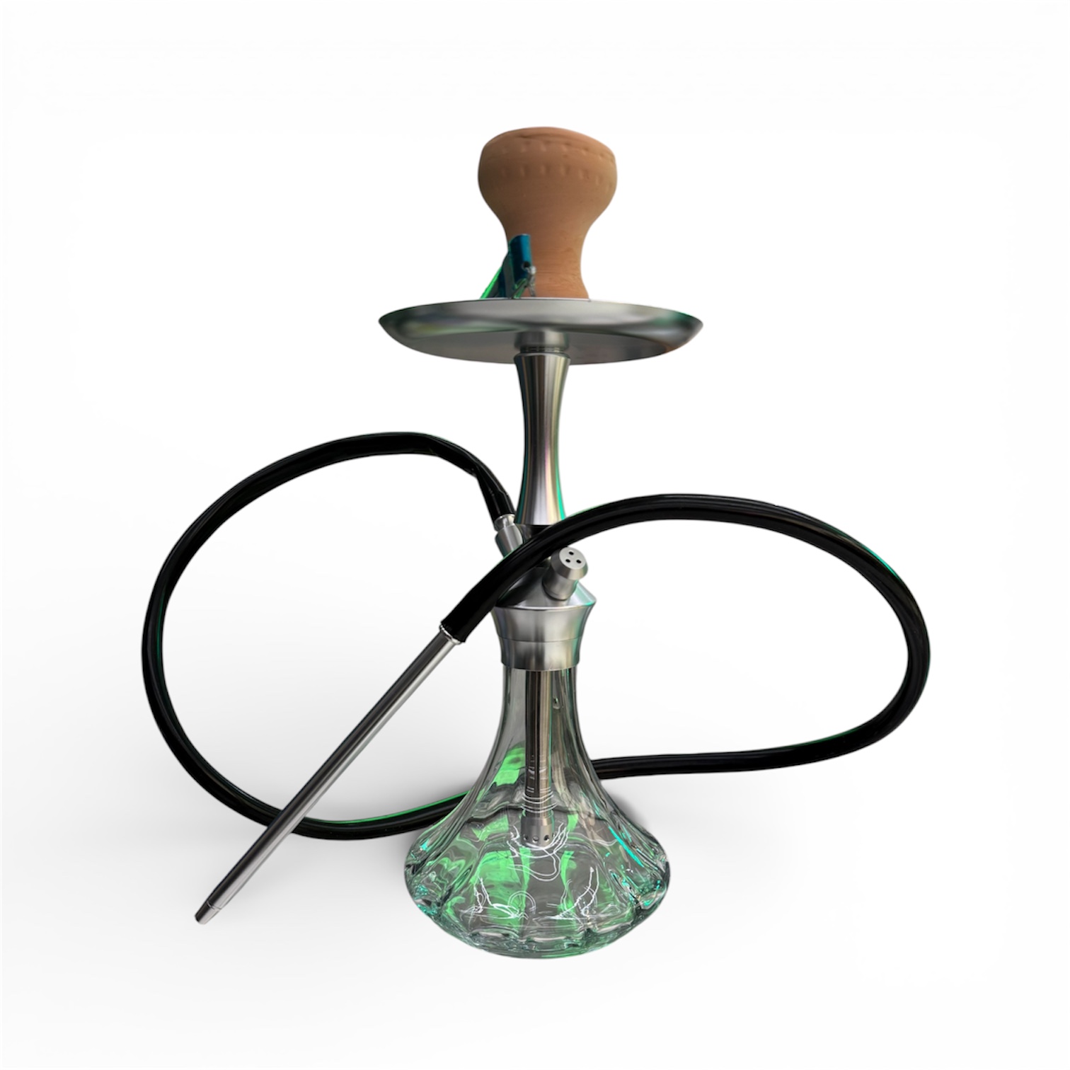 17" Silver aluminum glass single - Hookah