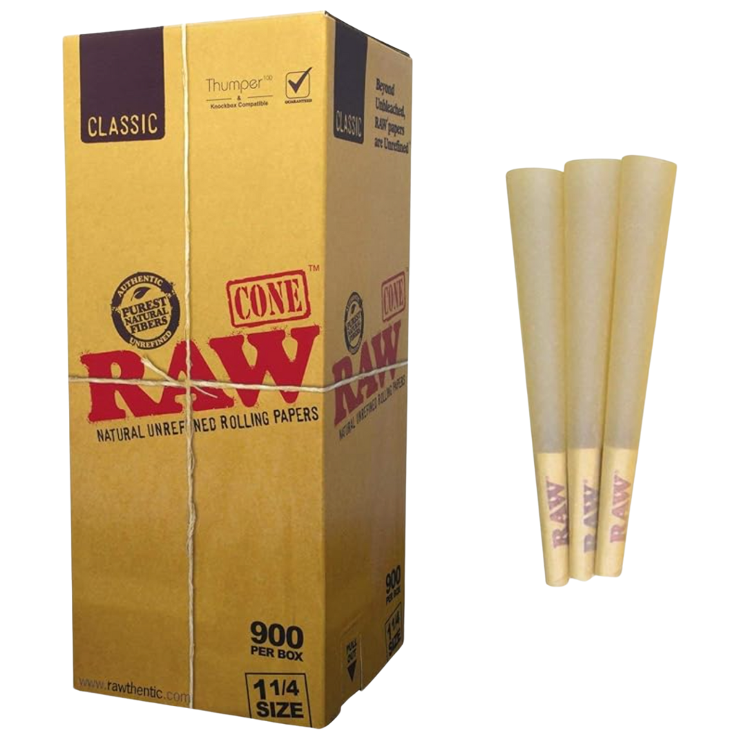 Classic Natural  Pre-Rolled 1 1/4 Cones - Bulk Box/900 - RAW Papers