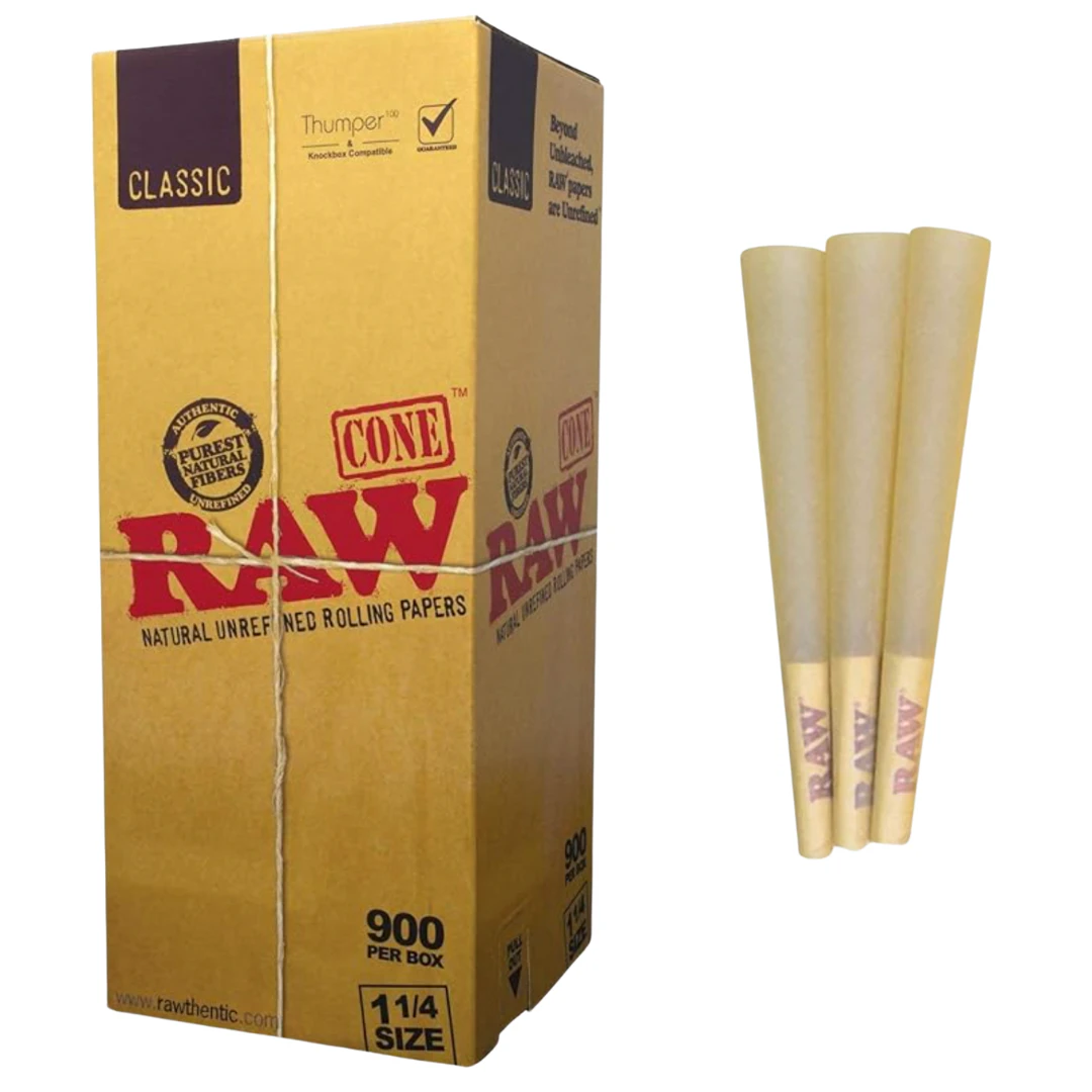 RAW - Classic Natural  Pre-Rolled 1 1/4 Cones - Bulk Box/900 - RAW Papers Main Image