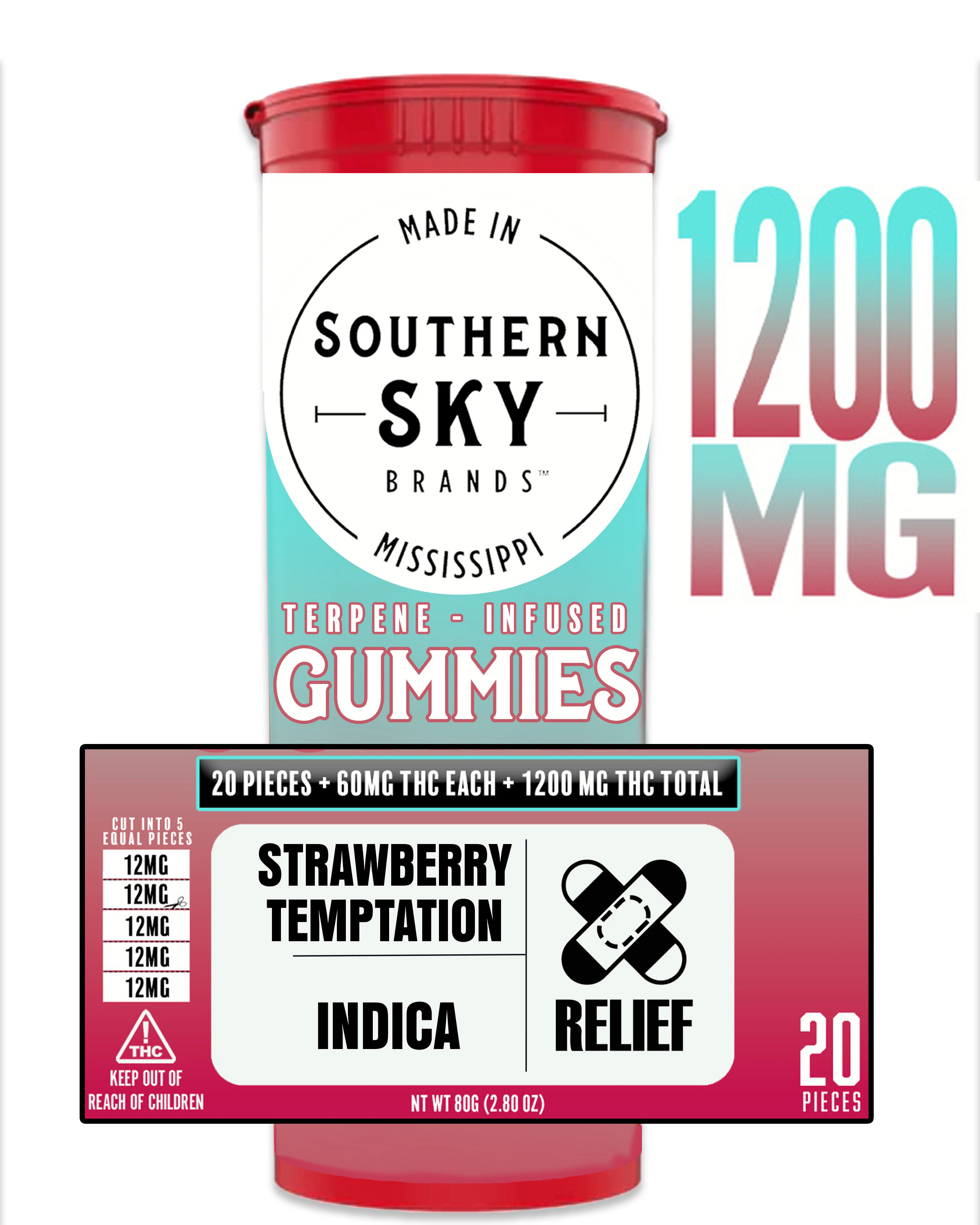 Southern Sky Brands - Strawberry Temptations Gummies - 1200mg Main Image
