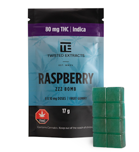Twisted Extracts - Raspberry Indica Jelly-Bombs - THC - 80mg - Twisted Extracts