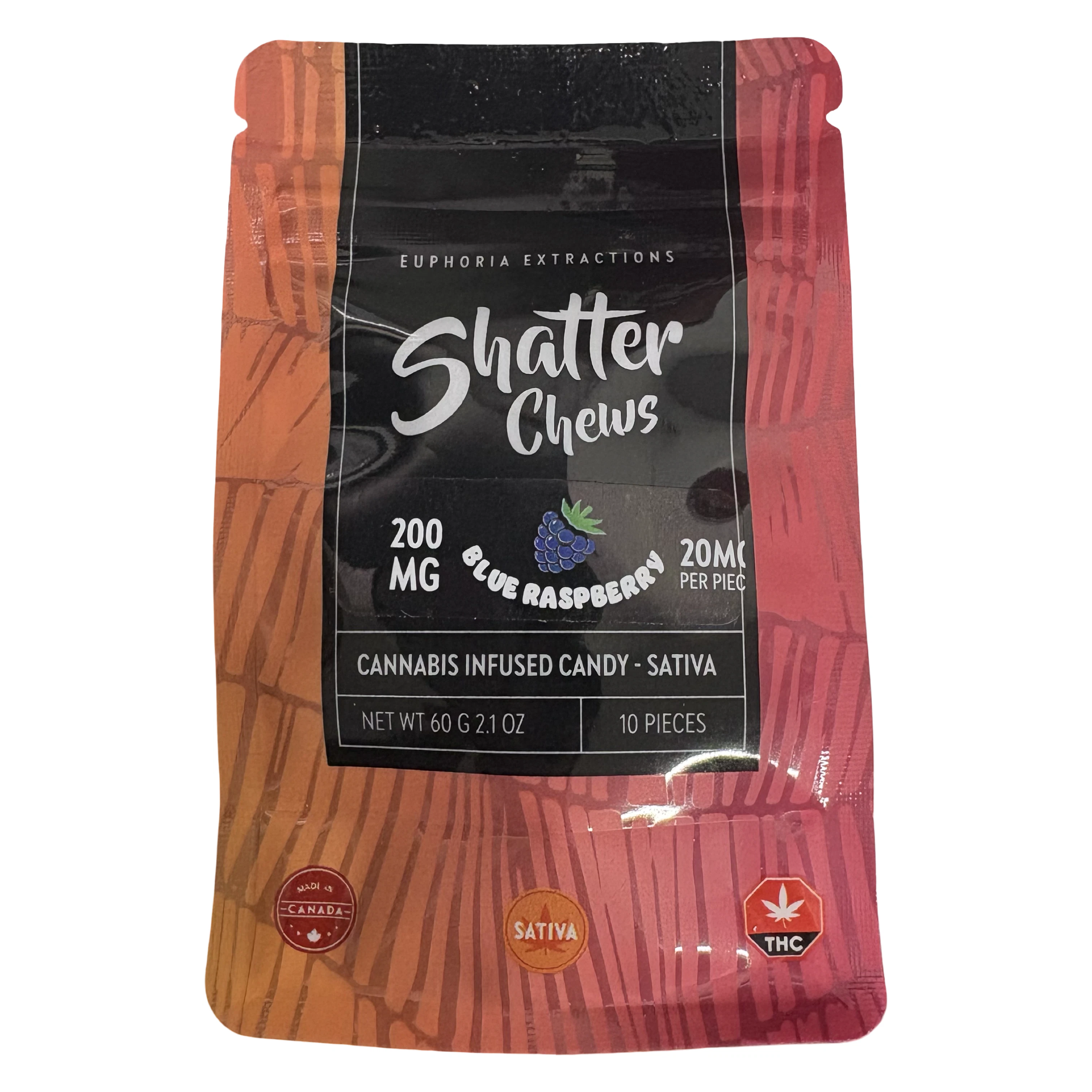 Euphoria Extracts - Blue Raspberry Shatter Chews - Sativa - 200mg - Euphoria Exctracts Main Image