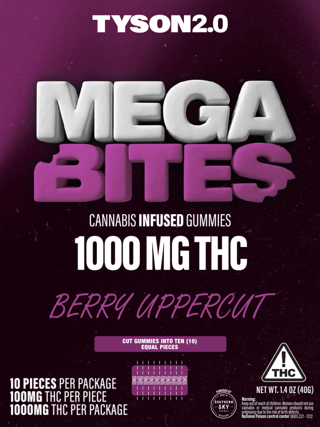 Southern Sky Brands - Tyson 2.0 Mike Bites - 1000mg Berry Uppercut Gummies Main Image