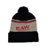 PomPom Beanie Hat - Brown - Raw